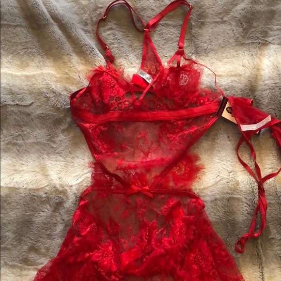 NWT Valentines Lace Red Babydoll Set Small Medium - Picture 3 of 3